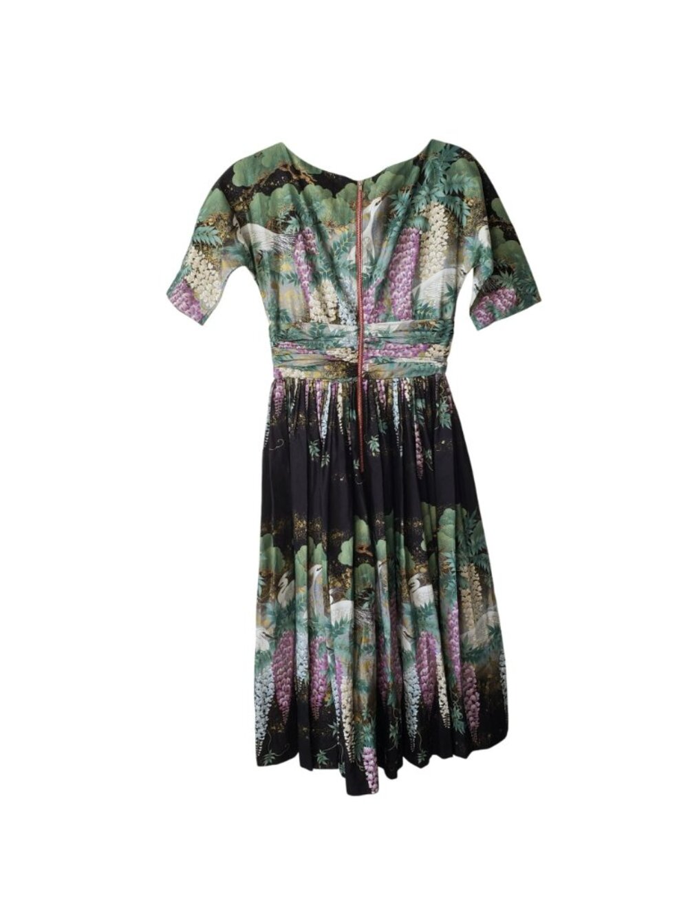 Tracy Feith Michelle Obama Black Purple Fit Flare Dress Wisteria Floral FLOTUS - Picture 5 of 16